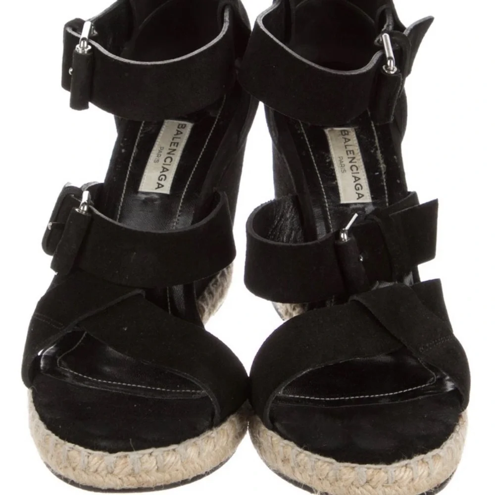 Balenciaga black suede espadrilles